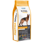Dog food package with 'Fidog Vitality' branding on a white background