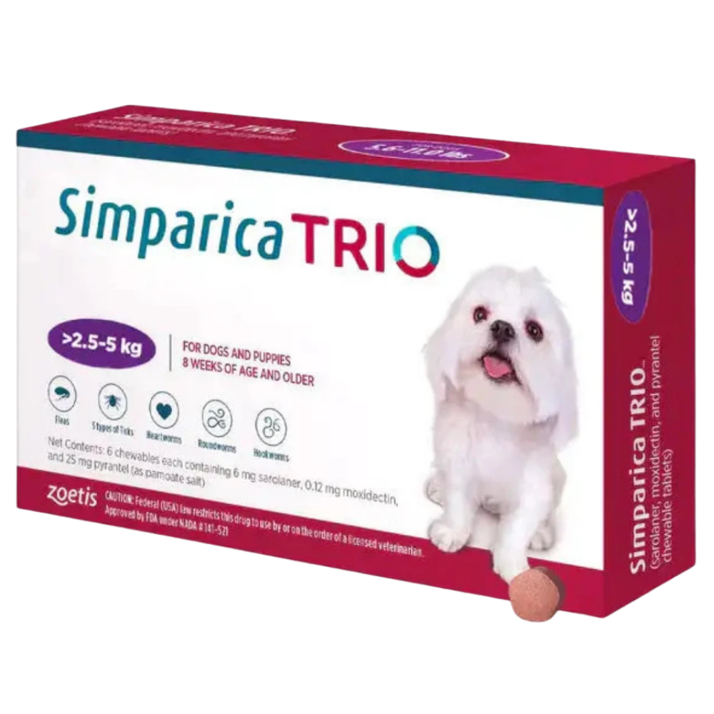 Simparica Trio Tablet For Dogs From 2.5 - 5 Kg Petfast.shop Simparica Dog Flea & Tick Pharmacy petfast.shop Egypt PSI0779S Default Title 750.00