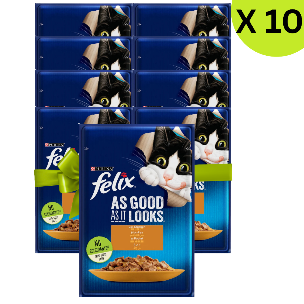 BUY 9 + 1 FREE Felix Wet Cat Food Chicken in Jelly 85g Petfast.shop Felix Bundles Cat Exclude Food Wet Food petfast.shop EgyptDefault Title 450.00