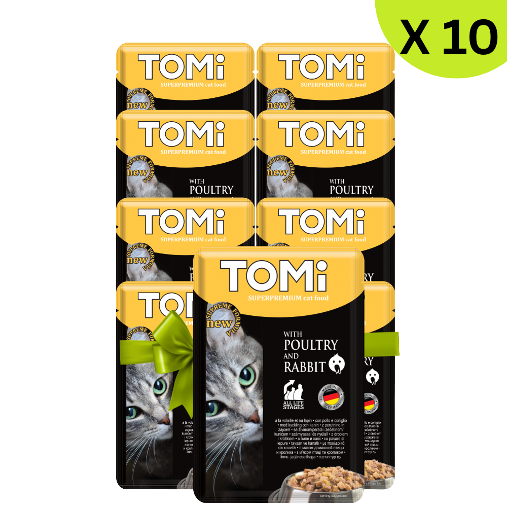 BUY 9 + 1 FREE Tomi Cat Wet Food with Poultry & Rabbit (100G) Petfast.shop Tomi Bundles Cat Exclude Food Wet Food petfast.shop EgyptDefault Title 495.00