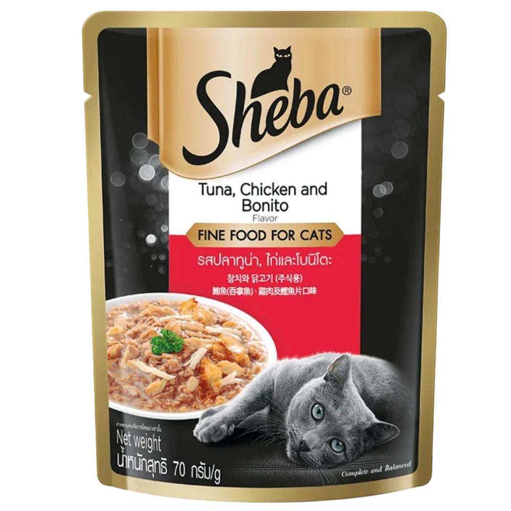 Sheba Premium Cat Food Tuna & Chicken with Bonito 70g