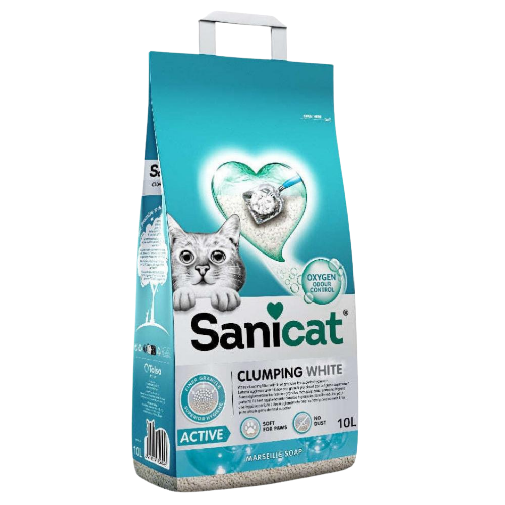 Sanicat Active White Clumping Cat Litter Marseille Soap Scent 10 L