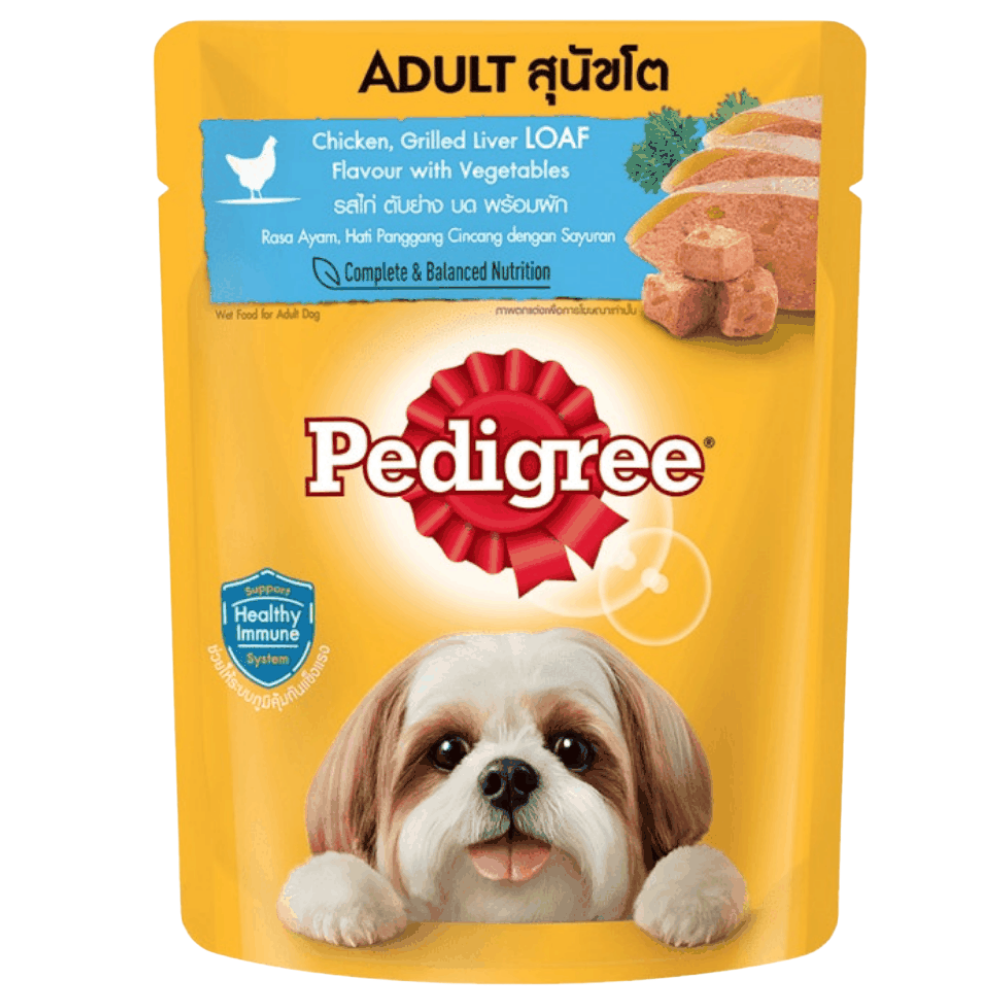 Pedigree Wet Food For Adult Dogs Chicken Grilled Liver Loaf Flavour With Vegetables 80G