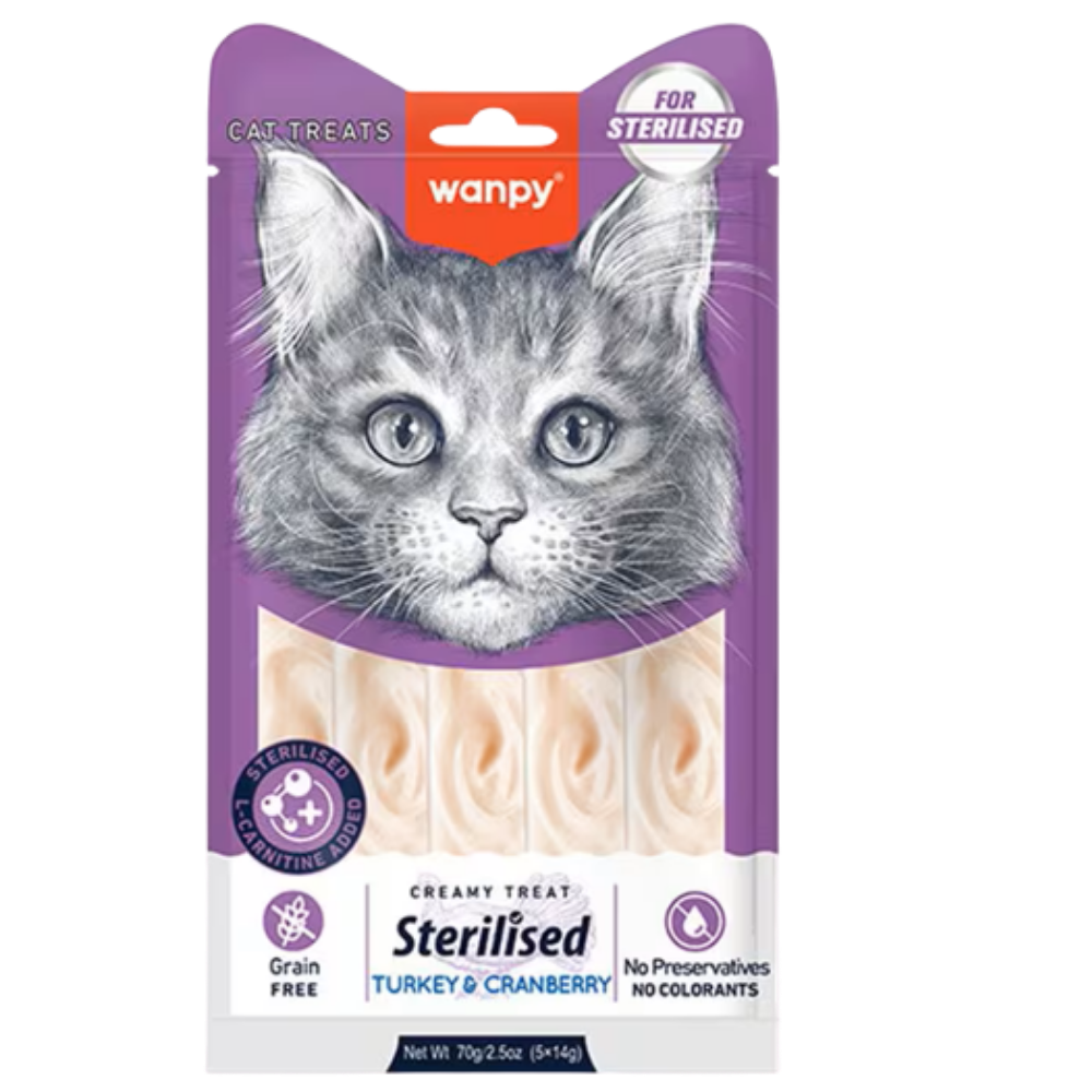 Wanpy Creamy Treat Sterilised Turkey & Cranberry 5*14 g