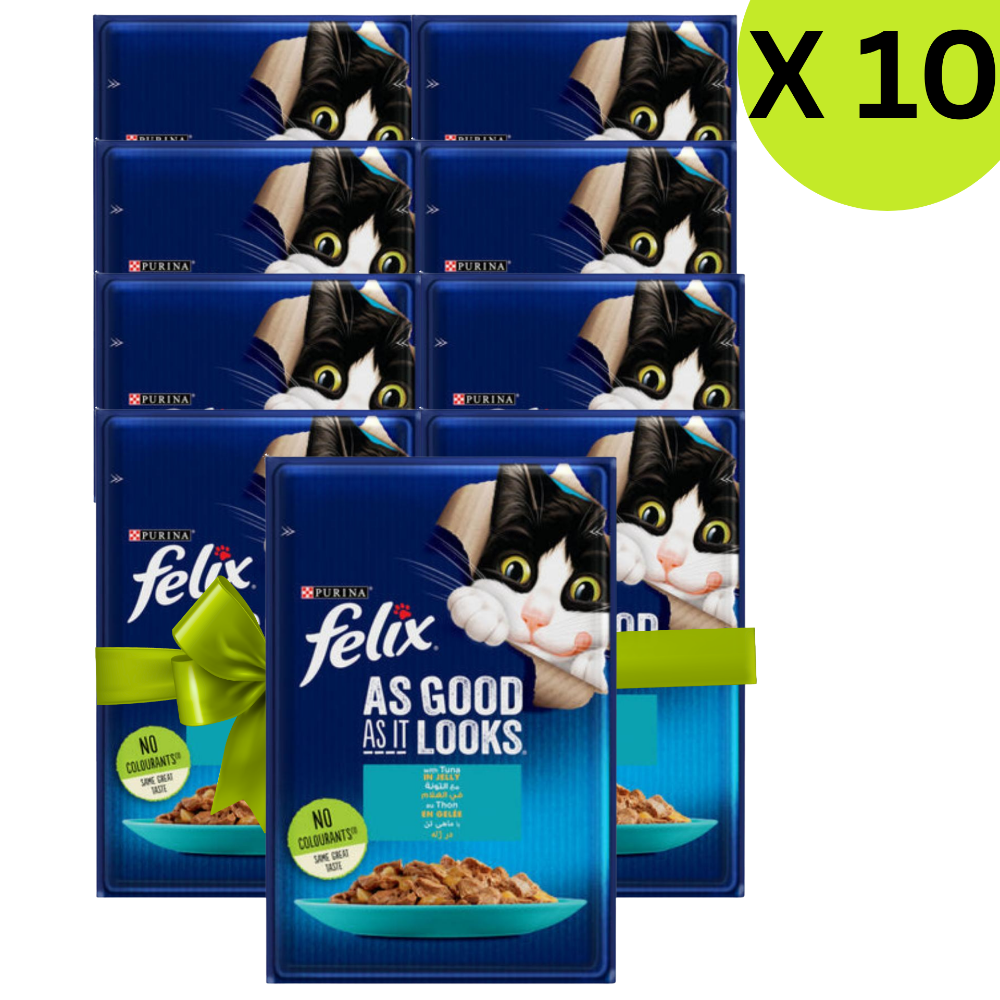 BUY 9 + 1 Felix with Tuna Wet Cat Food Pouch 85g Petfast.shop Felix Bundles Cat Exclude Food Wet Food petfast.shop EgyptDefault Title 450.00