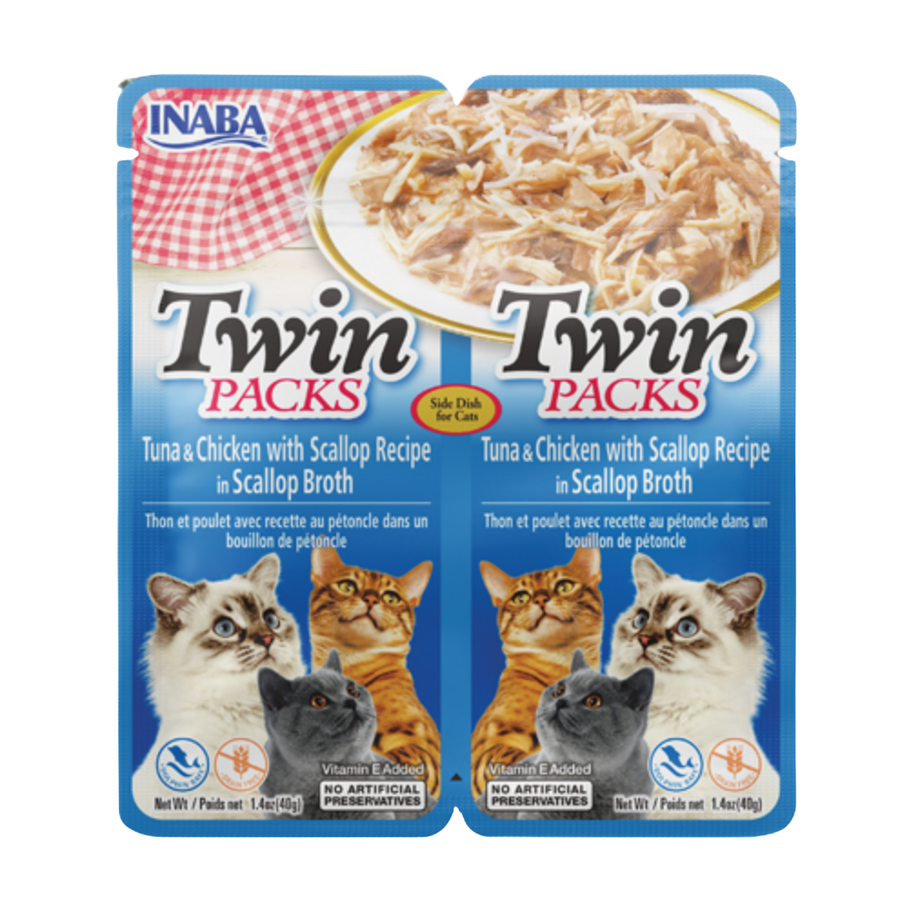 Twins Packs Tuna & Chicken With Scallop Recipe In Scallop Broth for Cat 80g Petfast.shop Twins Cat Exclusive Food Wet Food petfast.shop EgyptDefault Title 185.00