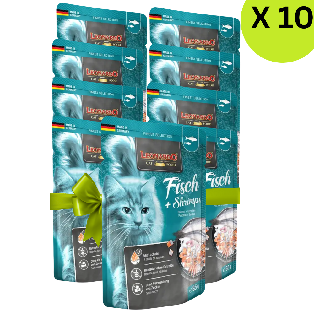BUY 9 + 1 FREE Leonardo Wet Food Adult Cat With Fish And Shrimps 85 G Petfast.shop Leonardo Bundles Cat Exclude Food Wet Food petfast.shop EgyptDefault Title 945.00