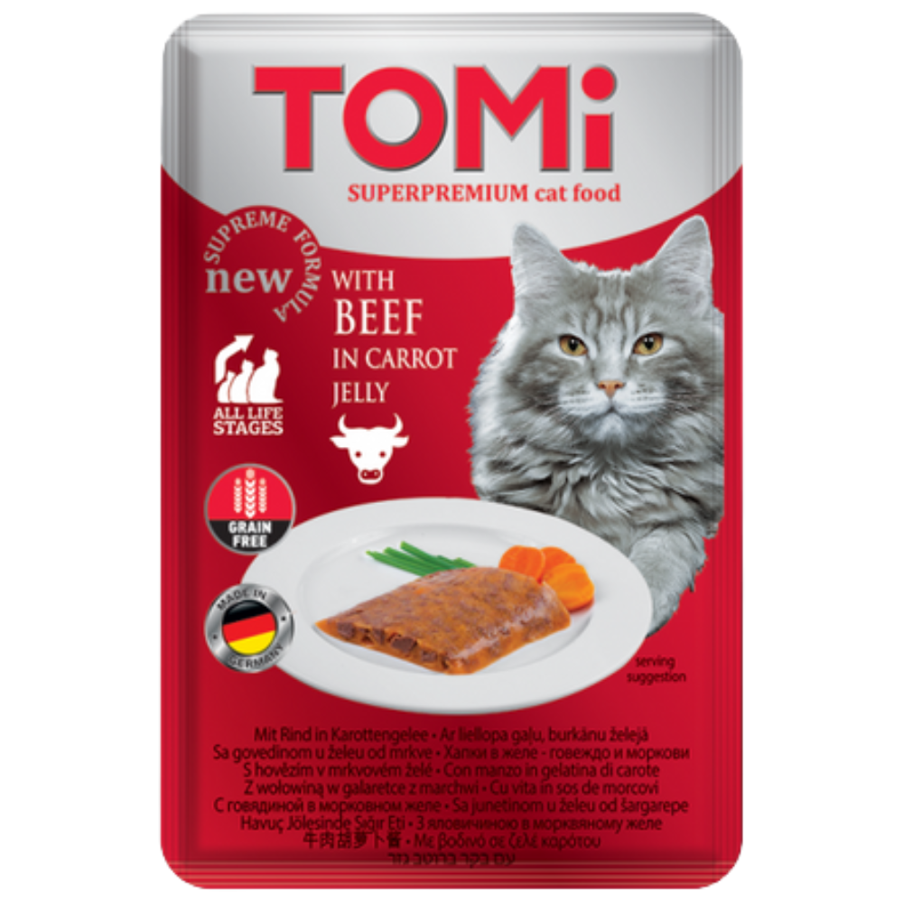 Tomi Super Premium Cat Food With Beef In Carrot Jelly 100 G