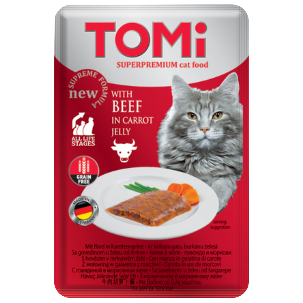 Tomi Super Premium Cat Food With Beef In Carrot Jelly 100 G Petfast.shop Tomi Cat Food Wet Food petfast.shop Egypt PTO5112S Default Title 55.00