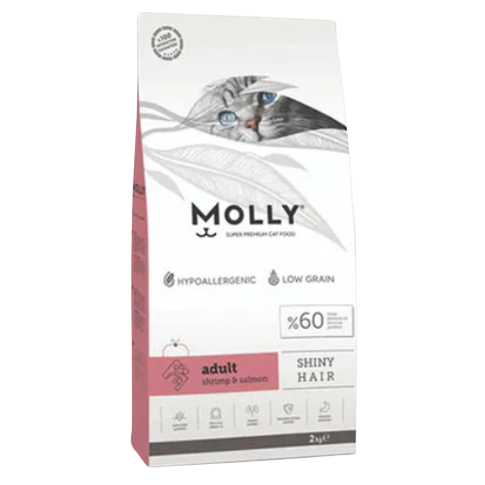 Molly Cat food Shiny Hair with Shrimp & Salmon 2Kg Petfast.shop Molly Cat Dry Food Food petfast.shop Egypt 875.00