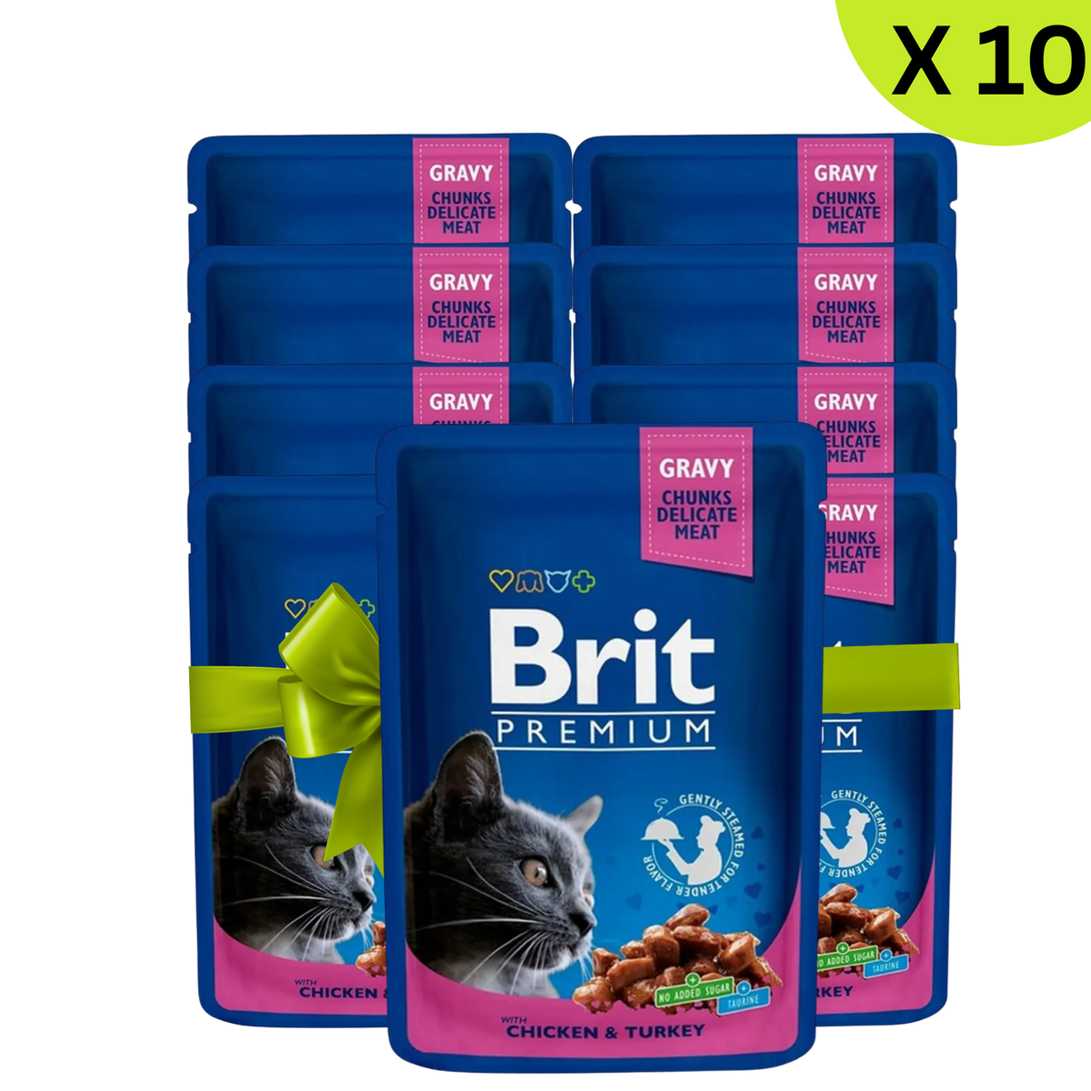 BUY 9 + 1 FREE Brit Wet Food For Adult Cat Chicken & Turkey 100 G
