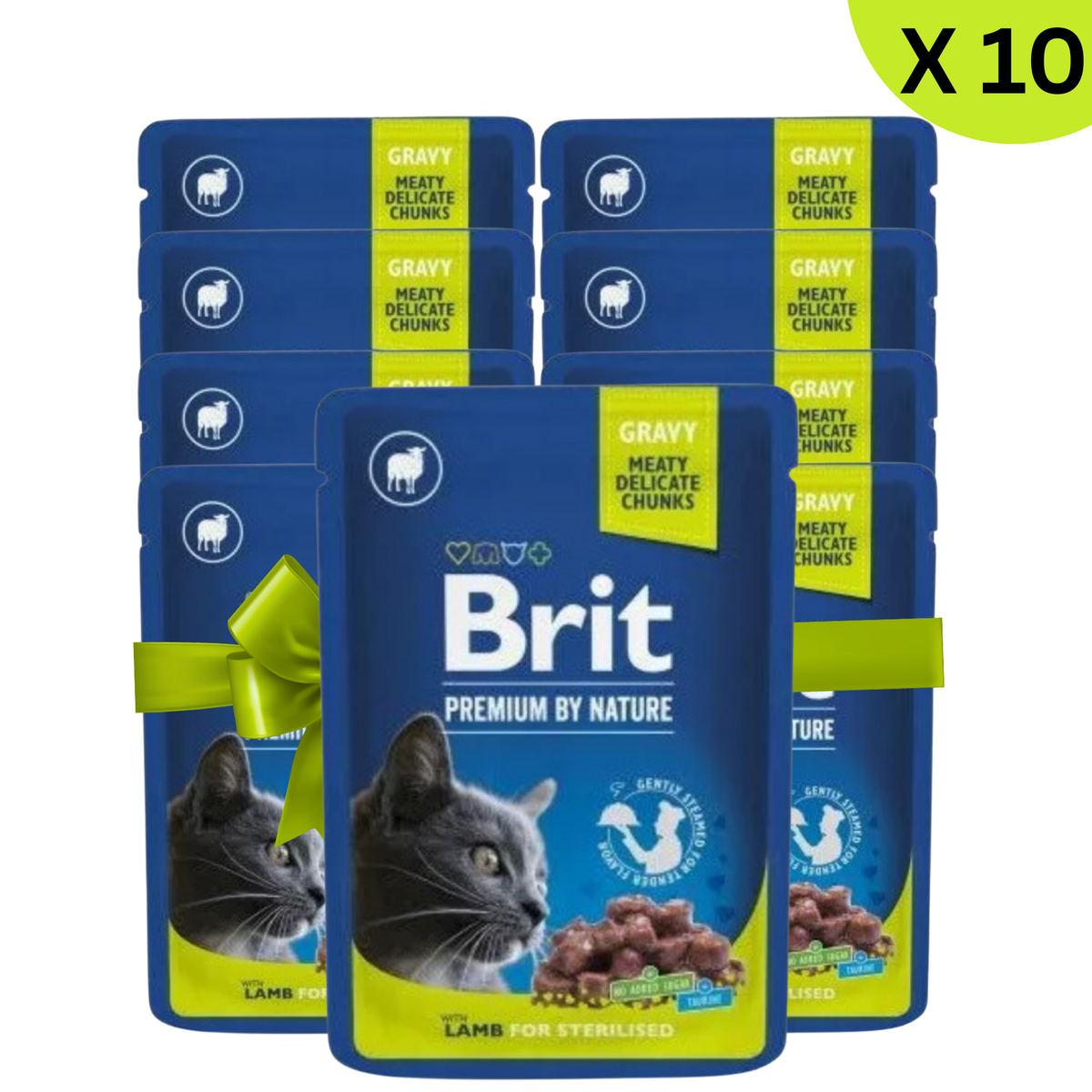 BUY 9 + 1 FREE Brit Wet Food for Cat Sterilised Lamb 100g