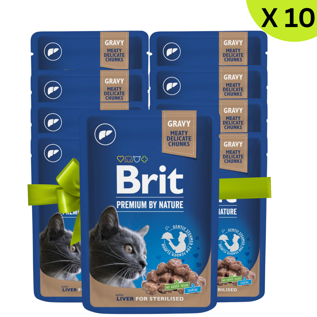 BUY 9 + 1 FREE Brit Wet Food for Cat Sterilised Liver 100g