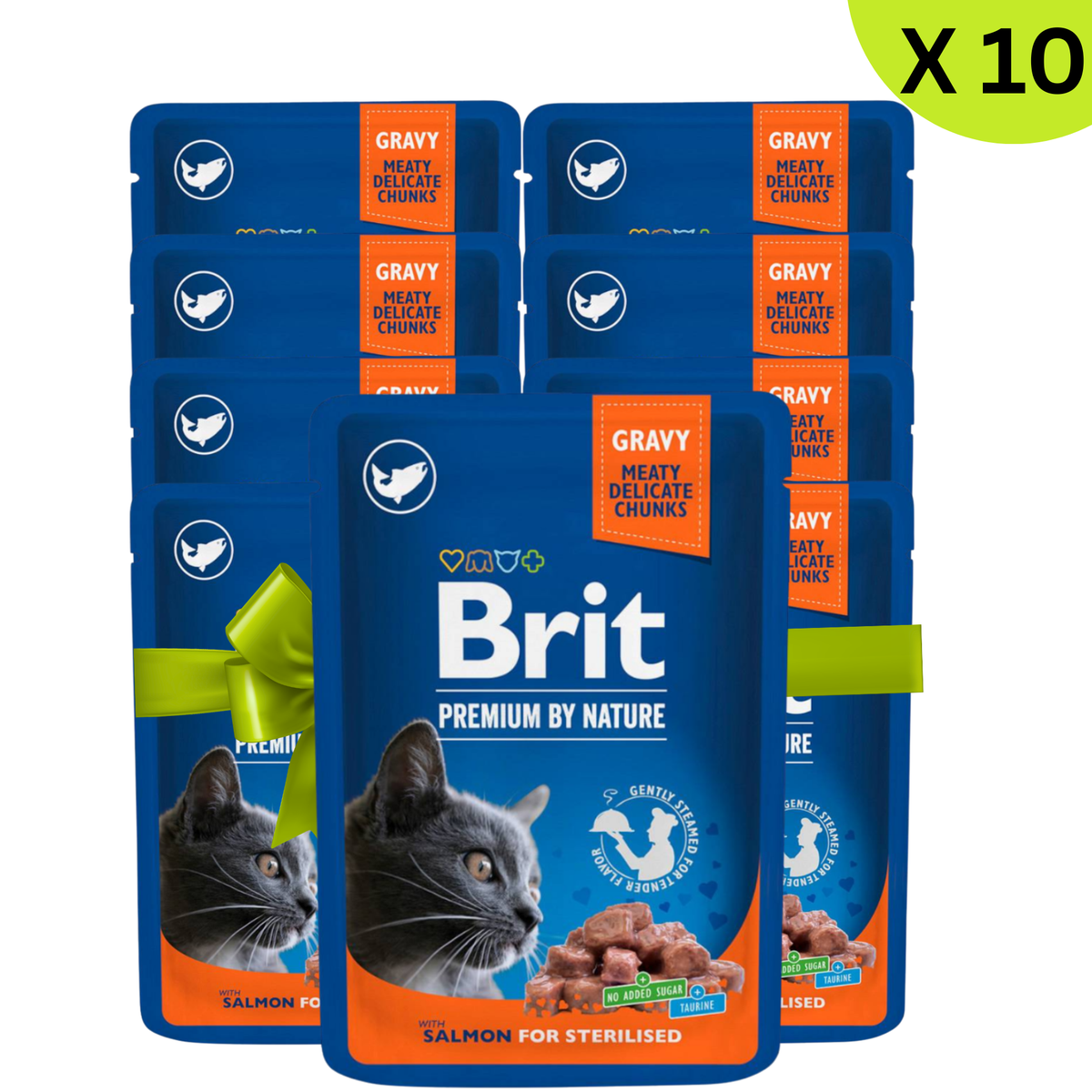 BUY 9 + 1FREE Brit Wet Food for Cat Sterilised Salmon 100g