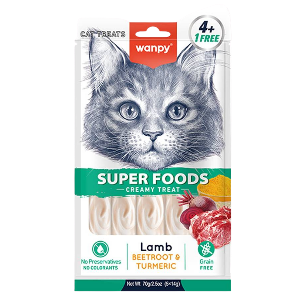 Wanpy Super Foods Creamy Treat Lamb Beetroot & Turmeric 70 g (5*14g) Petfast.shop Wanpy Cat Liquid Treat Treats petfast.shop Egypt PWA5871S Default Title 125.00