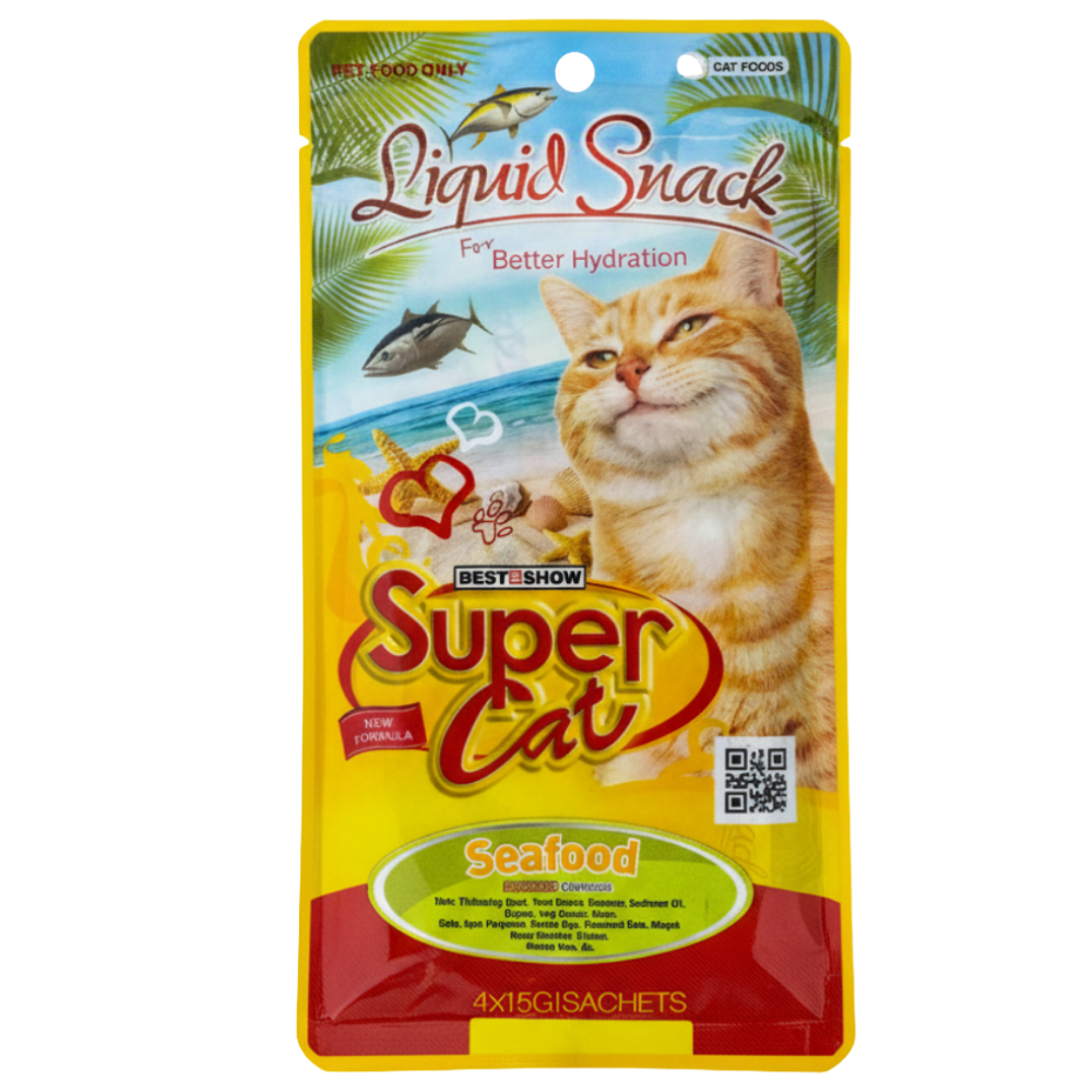 Super Cat Liquid Snack Seafood 4*15g Petfast.shop Super Cat Cat Exclusive Liquid Treat Treats petfast.shop Egypt PSU3951S Default Title 175.00