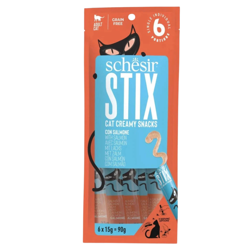 SCHESIR Stix Creamy with Salmon - Treat for Cats - 6 X 15g =90g Petfast.shop Schesir Cat Exclusive Liquid Treat Treats petfast.shop Egypt PSC3518S Default Title 350.00