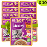 BUY 9 + 1 FREE Whiskas Wet Food for Kitten Tasty Mix Gravy with Seafood & Carrot 70g