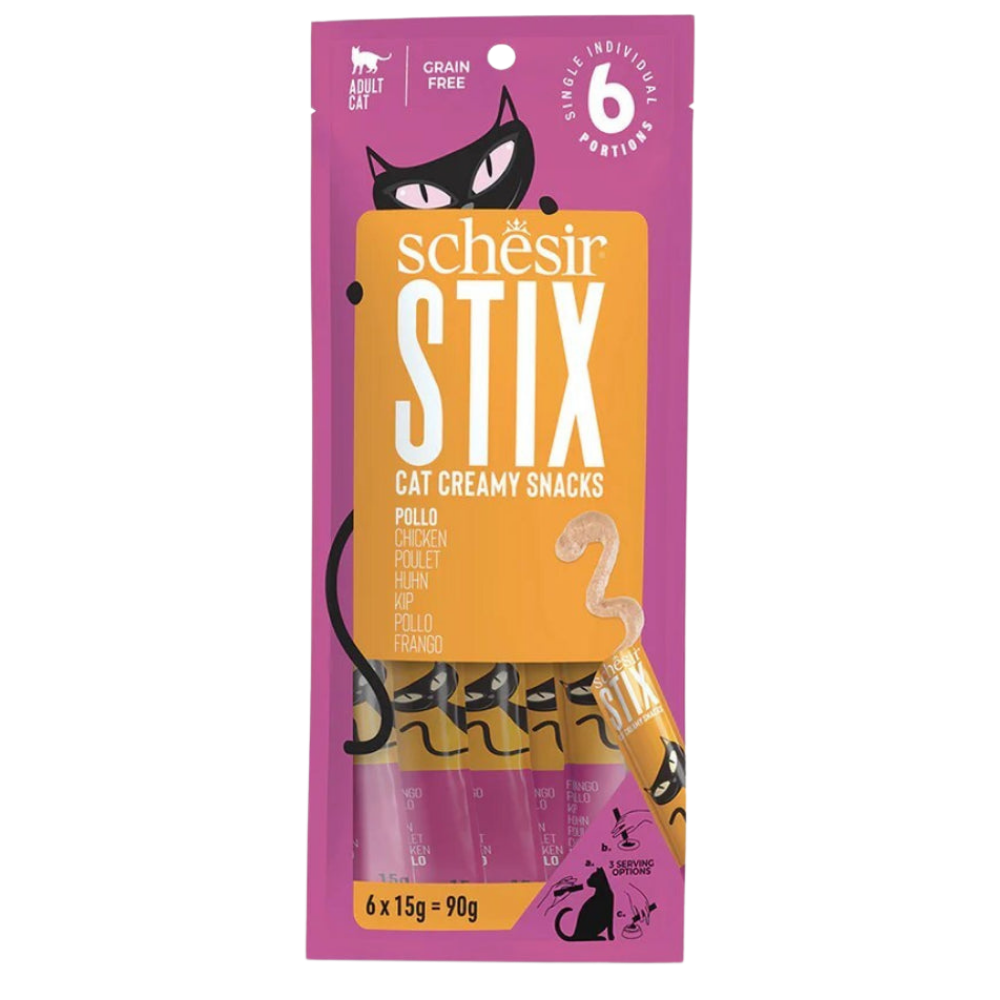 SCHESIR Stix Cream with Chicken - Treat for Cats - 6x15g = 90g