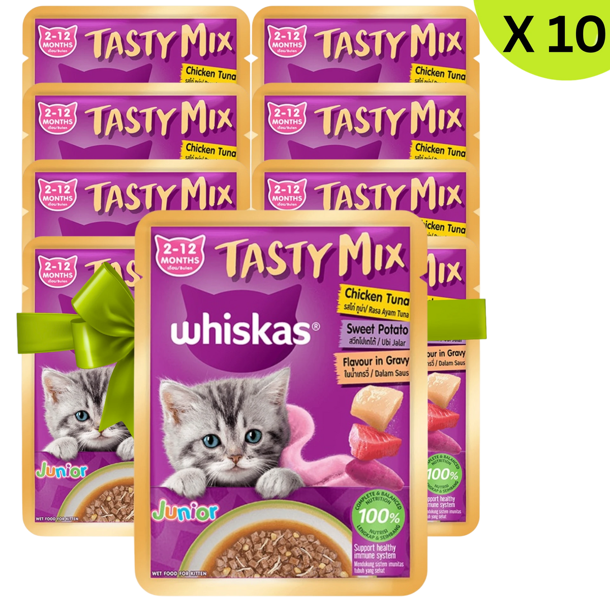 BUY 9 + 1 FREE Whiskas Wet food Kitten Tasty Mix Gravy with Chicken,Tuna & Sweet Potato 70g Petfast.shop Whiskas Bundles Cat Exclude Food Wet Food petfast.shop Egypt 990.00