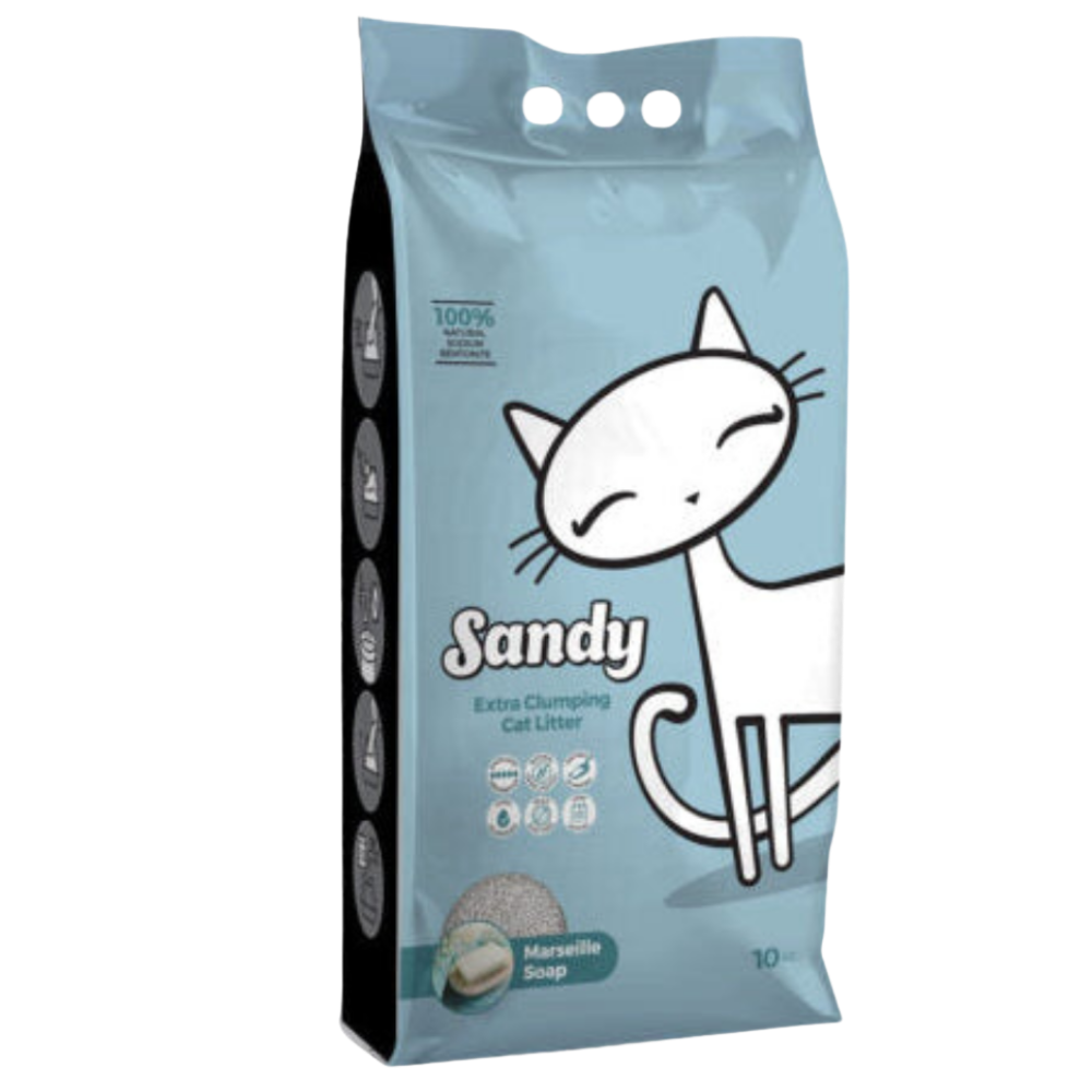 SANDY CAT LITTER EXTRA CLUMPING MARSEILLE SOAP 10 KG