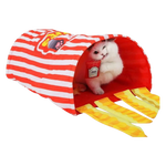 Naomi Red and White Cat Tunnel with Hanging Toy