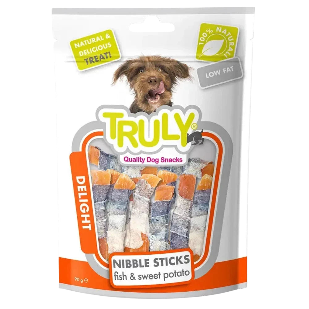 Truly Dog Snacks Delight Nibble Sticks Fish and Sweet Potato 90g