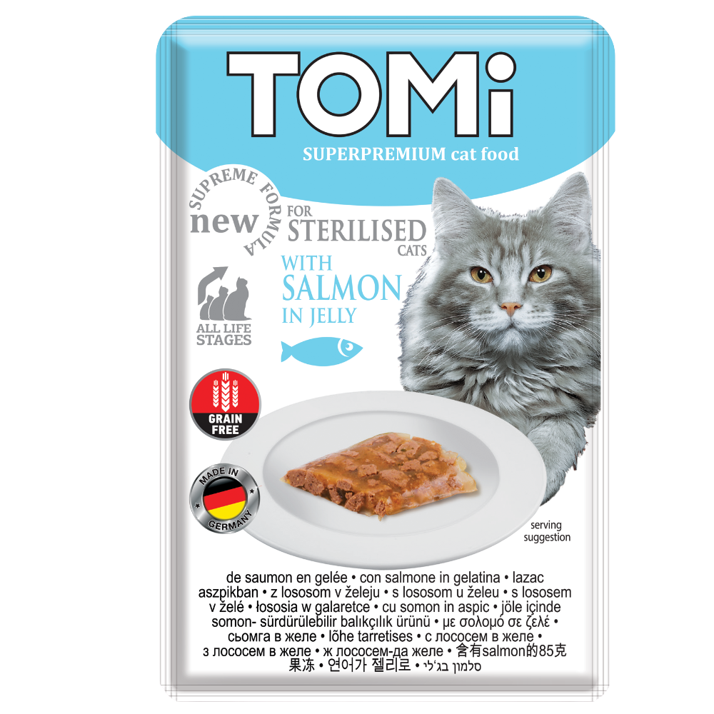 Tomi with Salmon for Sterilised Cats in Jelly (85G) Petfast.shop Tomi Best Selling Cat Food Wet Food petfast.shop Egypt PTO2108S Default Title 65.00
