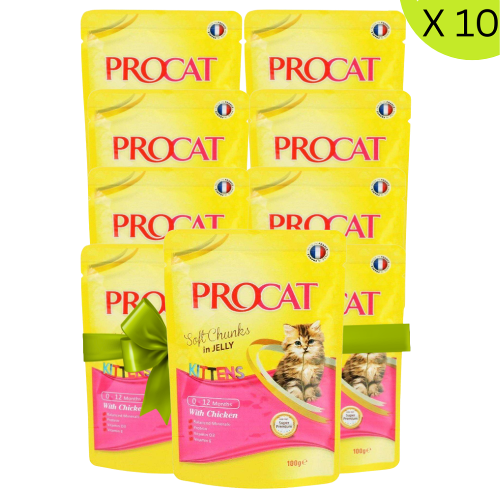 BUY 9 + 1 FREE Procat kittens Soft With Chicken 100g Petfast.shop ProCat Bundles Cat Exclude Food Wet Food petfast.shop Egypt PBU5384S Default Title 450.00