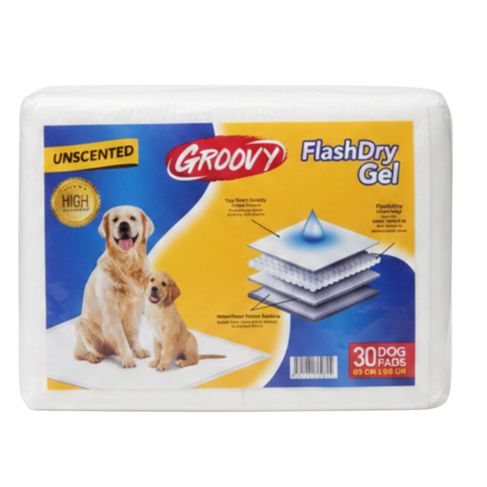 Groovy FlashDry Gel Dog Pads Unscented 60×90cm, 30 Pads Petfast.shop Groovy Cleaning & Potty Dog Summer Supplies petfast.shop Egypt 380.00