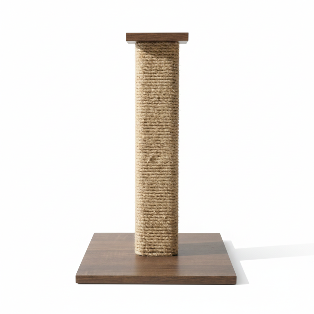 Tall cat scratching post on white background