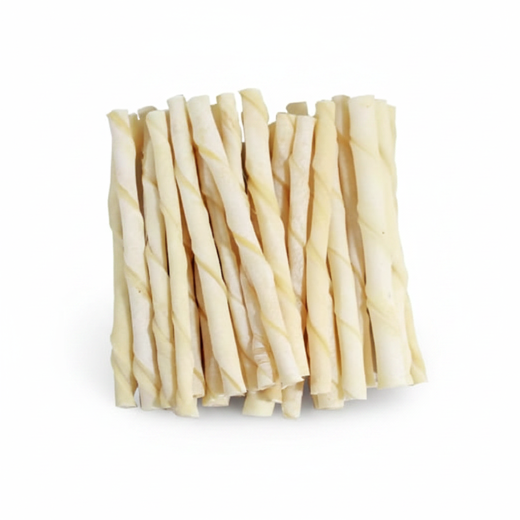 Twisted Rawhide Sticks - White BG
