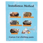 Instructions for installing Carton Cat climbing paste on a blue background