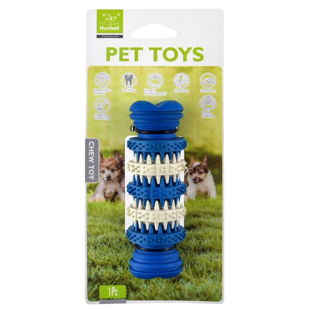 Pet toy with blue and white design on packaging, featuring Namsan branding.