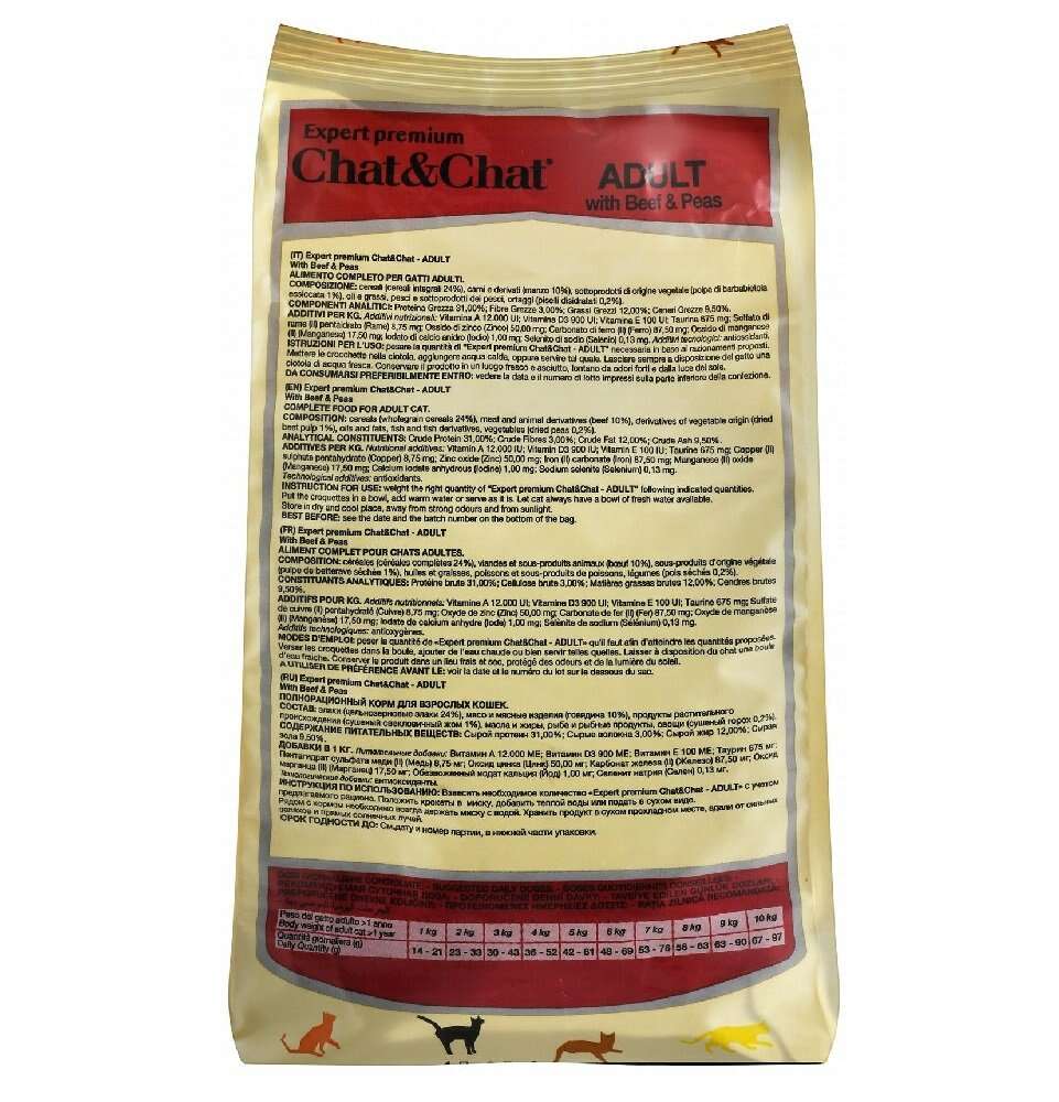 Chat & Chat Dry Food with beef andPeas for Adult 900gr.