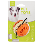 Dog toy packaging with a dog on the left side and text 'Pet Toys' on the right.