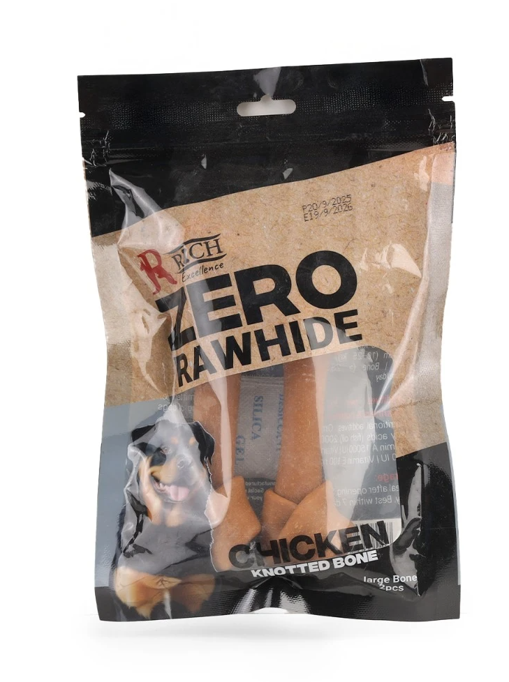 Rich Zero Rawhide Chicken Knotted Bone Large Bone 2pes