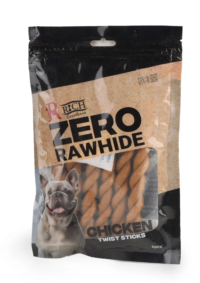 Rich Zero Rawhide Chicken Twist Sticks 6Pes