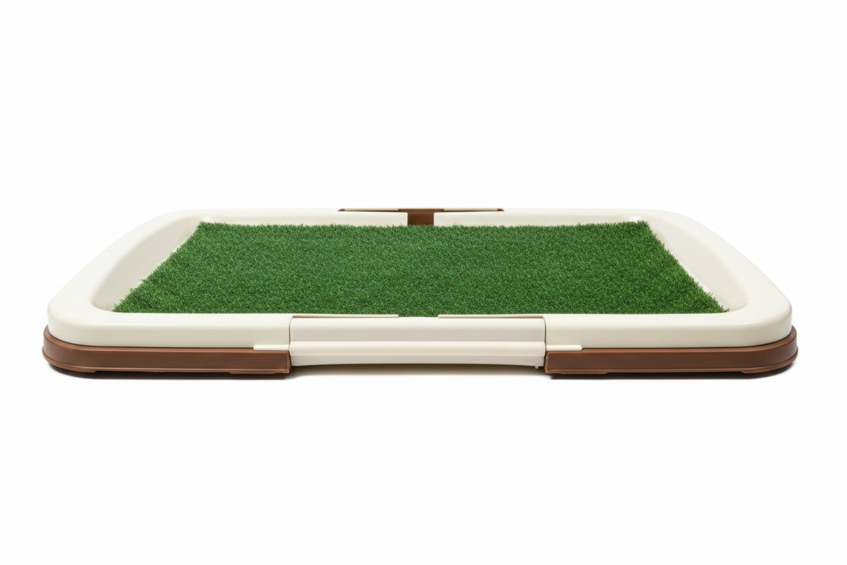 White Brown Pet Potty Tray - Front Straight