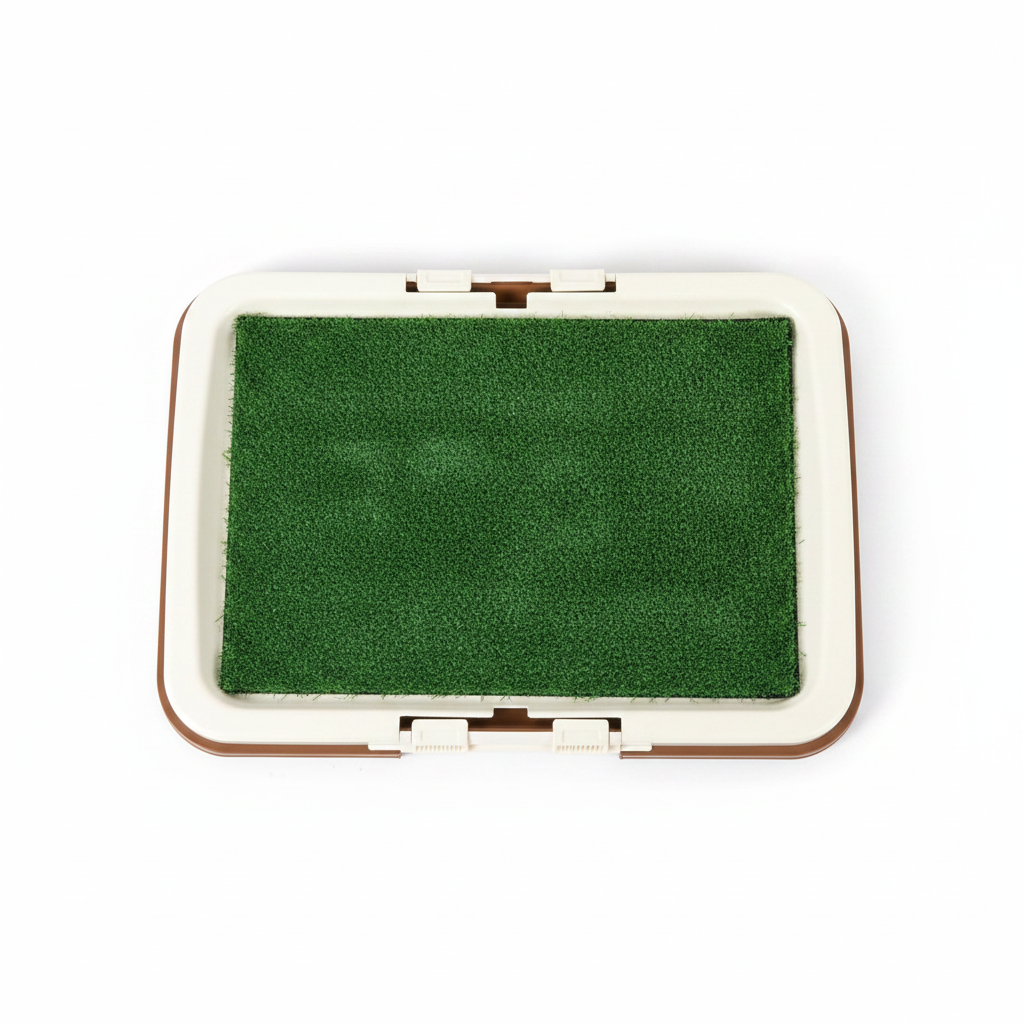 White Brown Pet Potty Tray - Top View