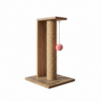 Wooden cat scratching post on white background