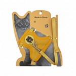 Yellow cat harness on white background