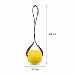 Yellow disc toy with 45cm height and 10cm disc width measurements