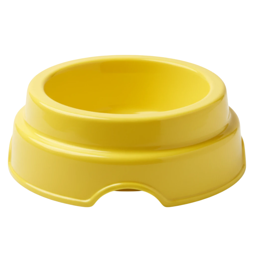 Yellow Pet Food Bowl - White Background