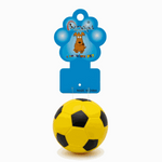 Yellow soccer ball toy on white background